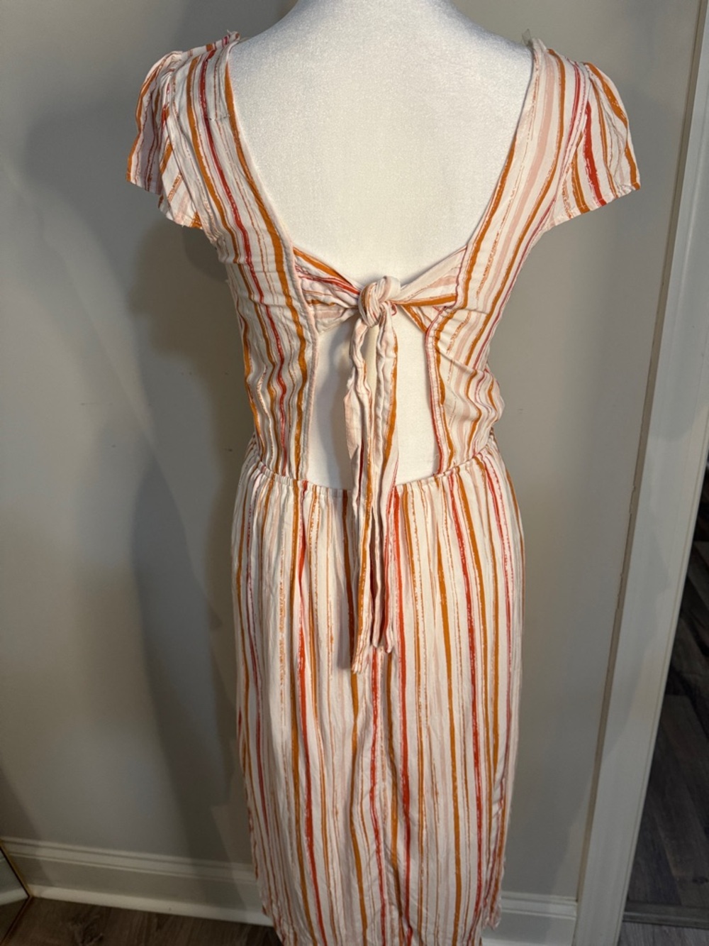 Trixxi Cream Midi Dress with Rust and Tan Stripes - Picture 4 of 5